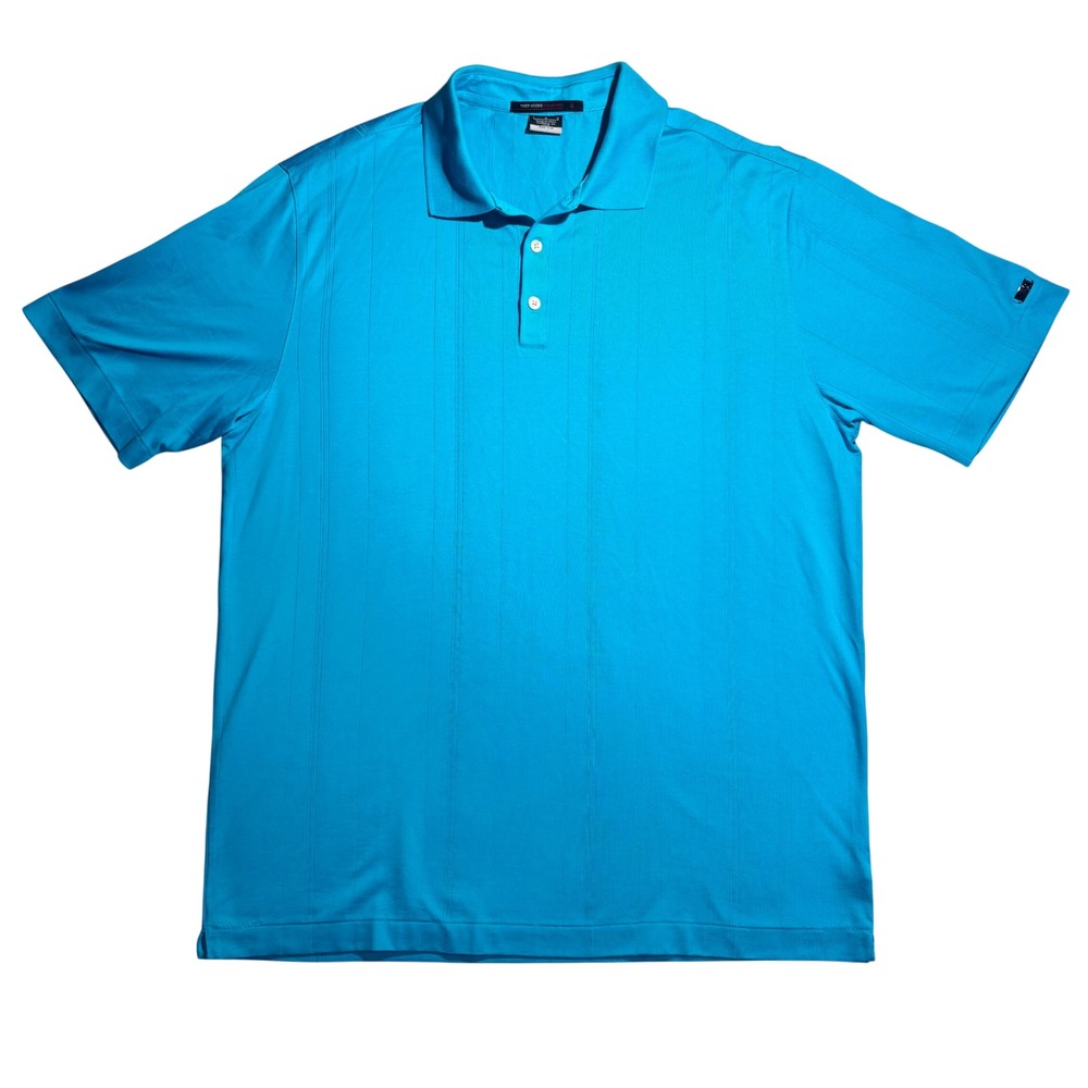 Nike Tiger Woods Collection Golf Polo Green Striped Performance SAMPLE Large